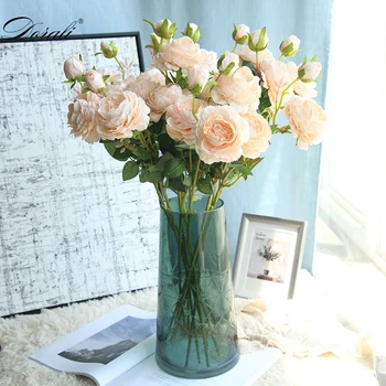 2019 dekoratyvinis 4Heads Dirbtinių rožių filialas šilko+plastiko flores Modeliavimas rožių žiedų namų hotel vestuvių dekoravimas rose
