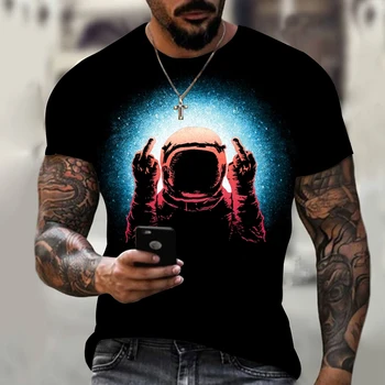 2022 Geriausia Pardavimo Astronautas Dizaino 3d Atspausdintas vyriški T Shirts, O Kaklo trumpomis Rankovėmis Plius Dydis Negabaritinių Ponios T Marškinėliai Atsitiktinis Į