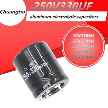 2vnt/daug aukštos kokybės 250V330UF 20X35 22X30MM aliuminio elektrolitinių kondensatorių 250V330UF 20X35 22X25 22X30 25X25 25X30MM