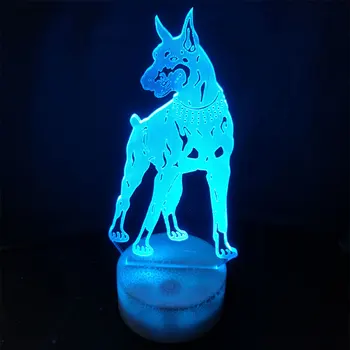 3D Dobermann Pinscher LED Stalo Lempa USB Šuo naktinė lempa 7 Spalvų Vaikai Kambario Dekoro Miego Šviesos Rungtynių, Kaip Kalėdinė Naujovė Dovanos