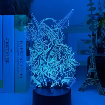 3D Pasaulis Sylvanas Windrunner 3D LED USB Naktį Šviesos, Vaikų Kambarys Dark Lady naktinė lempa Banshee Karalienė Stalo Lempa WOW