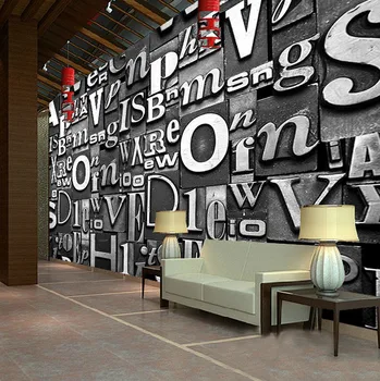 3D Raidės tapetai Europos Vintage Stiliaus Užsakymą Didelės Sienos Freskos gyvenimo kambario, Miegamasis KTV Sofa fone sienos Freskos tapetai