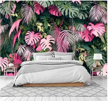 3D Sienos Freskos Tapetai Miegamajame, Gyvenamasis Kambarys Miegamasis Monstera Tropinių Augalų Žaliosios Augalų Bananų Lapų Palmių Namų Dekoro