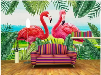 3d tapetai pasirinktinius nuotraukų Nordic office stiliaus ranka augalų flamingo 3d sienų freskomis sienos dokumentų namų dekoro kambarį