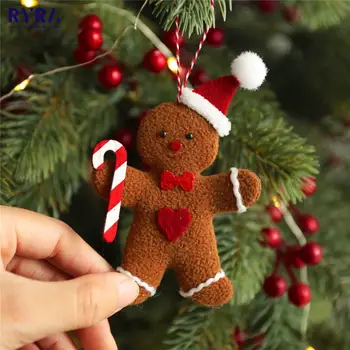 3Pcs Kalėdų Fuzzy Meduoliai su imbiero priedais Vyras Lėlės Kalėdų Medžio Karolius, Kabantys Papuošalai Kalėdų Dekoracijas Namuose Naujųjų Metų Vaikams Dovanų
