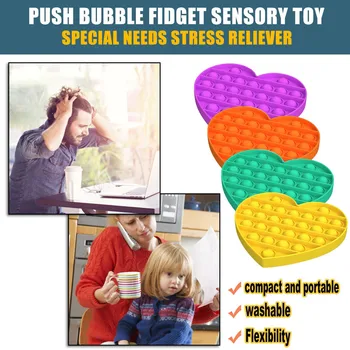 4pcs Meilės Stumti Burbulas Fidget Jutimo Žaislas Autizmo Specialiųjų Poreikių Streso Atsarginiais Paspauskite ir paglostyti burbuliukai nuraminti nerimas, žaislai