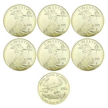 6pcs/set Laisvės Monetos American Eagle 1oz Auksą, Sidabrą, Metalinių Ženkliukų Kolekcija, Verslo Dovanų