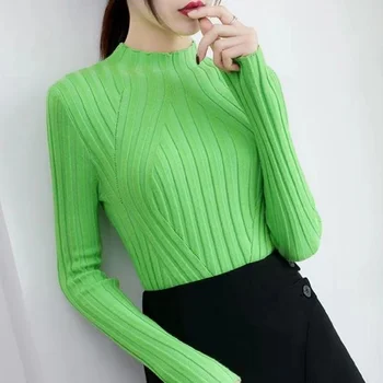 8 Spalvos Megztinis Žalia, Žemiausią Džemperis Moterims, Rudenį, Pavasarį Korėjos Versija Ilgomis Rankovėmis Laisvas Megztinis Moterims Slim