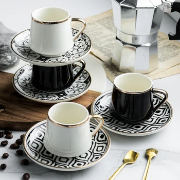 80ml Espresso kavos Puodeliai Su Lėkštutes keramikinis Puodelis Nustatyti Juoda Arbata, Kava Virtuvės Šalies Gerti Ware Namų Dekoro Kūrybos Dovanos