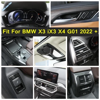 Anglies Pluošto Interjero Pertvarkymo Rinkinys, Skirtas BMW X3 iX3 X4 G01 2022 2023 Mikrofonas / Navigacija / prietaisų Skydelio Ekranu Dangčio Apdaila