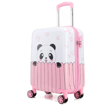 Animacinių filmų Rožinė panda lagaminą,Mielas triušis gyvūnų geležinkelių bagažo,vaikai vežimėlio bagažo krepšys vykdyti lagaminas su ratukais mergaitės