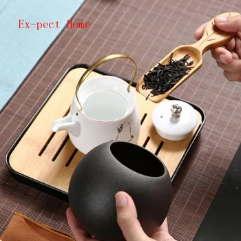 Arbatos Šaukštas Senovinių Lapų Formos Rankena Kinijos Bambuko Kavos Pupelės Kastuvas Teaware Priedai