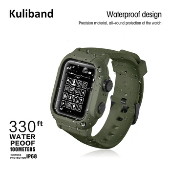 Atsparus vandeniui Atveju+Diržu, Apple Watch 6 SE 5 4 3 2 1 42mm 44mm Silikono Sporto Watchband už iWatch SE 6 5 4 3 2 1 Kilpa Grupė