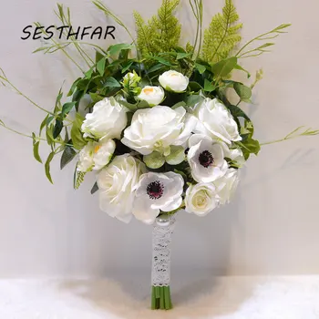 Baltoji Vestuvės Gėlės, Vestuvių Puokštės Dirbtinis Vestuvių Puokštė Bridesmaid, gėlių De Mariage Rose Bridesmaid, Priedai