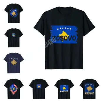 Daugiau Dizaino Vintage Kosovo Vėliavos Kosovo Šaknys T-Marškinėliai Vyrams, Moterims Marškinėliai Topai 100% Medvilnės Tees