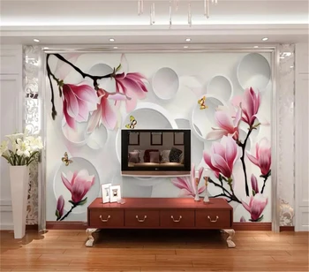 Dekoratyvinės tapetų 3d ratas orchidėjų fone sienų tapyba