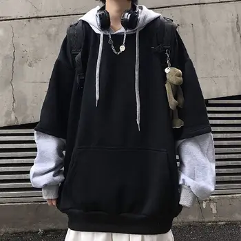 Derliaus Negabaritinių Moterų Hoodies Streetwear Korėjos Harajuku Mados Atsitiktinis Juoda Hip-Hop Moterų Japonų Stiliaus Megztinis
