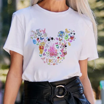 Eoster Katytė Moterys T-shirt Estetinės Harajuku Disney Mickey Galvos Spausdinti Drabužius Animacinių filmų Mielas Mergaičių Viršūnes Jaunimo Stilius, Mada