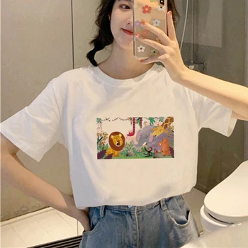 Juokinga Spausdinti trumpomis rankovėmis t-shirt Kawaii Animacinių filmų Grafika Tshirts Merginos Viršūnes Tees 90-ųjų Animacinių filmų korėjos drabužių