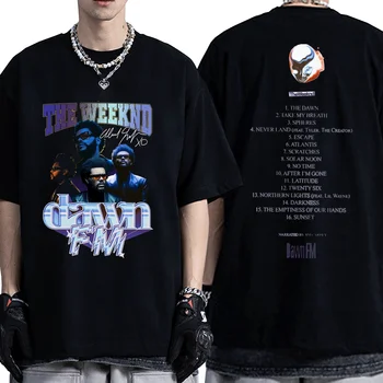 Karšto Gatvės Hip-Hop The Weeknd Black Marškinėliai Vyrams, Moterims 90-ųjų Derliaus Grafinis dvipusis Spausdinimas T-shirt Vasaros Medvilnės Tees Viršūnės