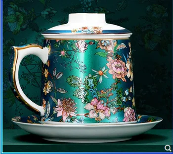 Keramikos arbatos puodelis su dangteliu ir filtro įdėklas didelės talpos vandens puodelį verslo biuras arbatos puodelio