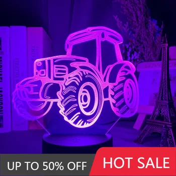 Kietas Traktoriaus 3D Optinė Kūdikis Naktį Šviesos diodų (Led) Palieskite Jutiklį Nuotolinio Spalva Keičiasi naktinė lempa Namų Dekoro staliukas Lempos Automobilį