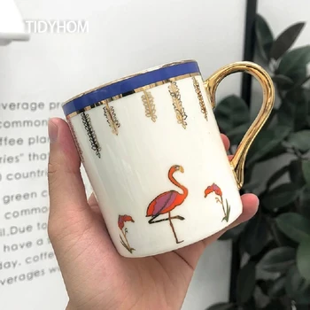 Klasikinis flamingo keramikos puodelis aukso rankena puodelis kavos puodelį, paprasta ir modernių namų kavos, pieno, vaisių arbatos puodelio vandens dovana tarp draugų