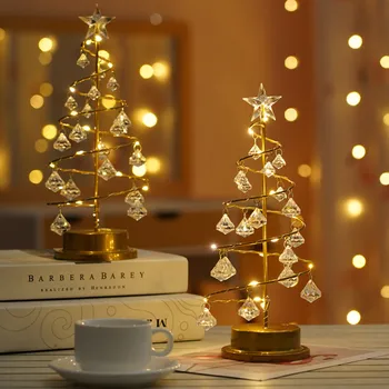 LED Kalėdų Kristalų Žiburiai Kalėdų Dovanos Kristalų Medžio Stalas Naktį Lempa su Baterija Maitinamas Šviesos Šalis, Vestuvių Šventės Dekoras