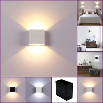 LED sienos lempa 6W paprasta šiuolaikinės kūrybos aliuminio lovos, miegamojo kambarį eilėje laiptinė rakinama dekoratyvinis apšvietimas
