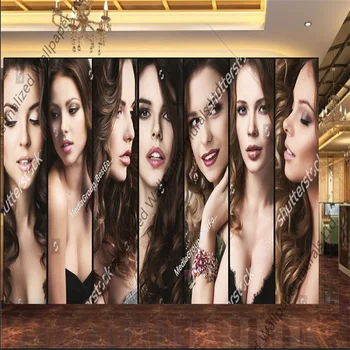 Madingi Moterų Portretai Plaukų Salonas Tapetai, Freskos, skirtos Kirpykla, makiažas, Grožio Fono Sienos Papel De Parede 3d