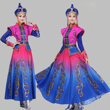 Mongolų Kostiumas Etapo rezultatus drabužių Šokių sijonas, suknelė mongolų Kostiumas Mažumų folkloro šokių Drabužių Siuvimas