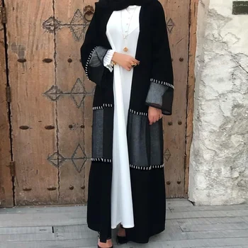 Mubarakas Niqab Juoda Arabų Abaja Kimono Megztinis Musulmonų Suknelė, Hijab Turkijos Islamo ClothingWomen Dubajus Kaftan Skraiste