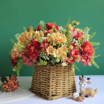 Namo Apdaila Šalies Prekių Dirbtinės Gėlės Krūva Chrizantemų Daisy Gėlių Išdėstymas Gvazdikų Hydrangea