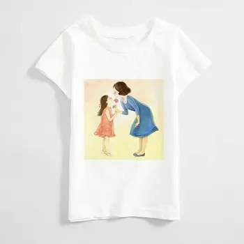 Nauja Vasaros dieną, Motinos Dieną Vaikiški marškinėliai Mane Ir Mama Spausdinti Mergina Top Design Padėkos Berniukas T-shirt Apvalus Kaklas Baltas Vaikų marškinėliai