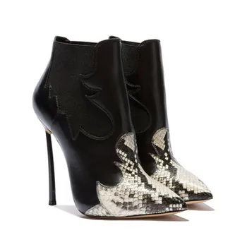 Naujas ponios gyvatės odos batai pažymėjo tne ponios čiurnos batai ponios sexy stiletto šalis batai susiuvimo klasikiniai juodi batai 43