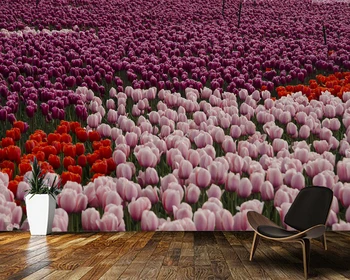 Papel de parede tulip gėlių gamtos kraštovaizdžio, 3d tapetai, freskos,gyvenamasis kambarys, vaikų miegamųjų namo apdaila