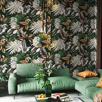 Pietryčių Azijos Atogrąžų Bananų Lapų Tapetai Modernt Žaliųjų Augalų Miegamajame, Gyvenamasis Kambarys Fono Sienos Tapetai