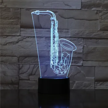 Saxphone Stalo Lempos 3D LED Naktį Lempos Sax Muzikos Instrumentas, Senovinės Pramonės Stalo Lempa Restoranas, užkandinė Decorative1792