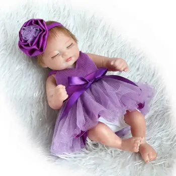 Silikono Lėlės Reborn 27CM Mini Tikroviška Bebe Atgimsta Kūdikiams su Princess Dress Bebe Apsimesti Žaisti Žaislas Vaikams Boneca Atgimsta