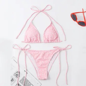 Spoondrift Gėlių Trikampis Viršų Micro Thong Bikini Maudymosi Kostiumėliai Moterims Apynasrio Push Up Maudymosi Kostiumėlį Ekstremalių Seksualus Brazilijos Vonia Kostiumai 2023