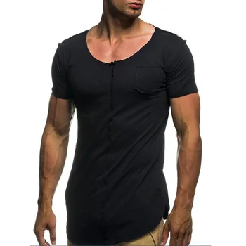 Vasaros nauji vyriški marškinėliai kieto spalvų slim tendencija atsitiktinis trumparankoviai mados B7HH693