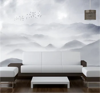 Xuesu Yuanshan rašalo kraštovaizdžio tapetai didelis gyvenamasis kambarys apdailos freskos profesinės užsakymą 8D vandeniui atsparus sienų danga