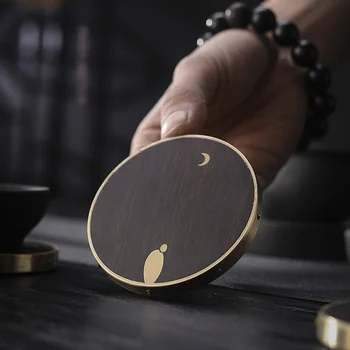 Zen ebony lėkštė vario medienos arbatos miestelyje potholder Kung Fu arbatos rinkinys, priedai, medžio masyvo taurės kilimėlis arbatos ceremonija nulio rungtynės